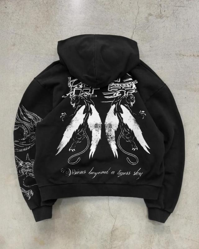 Kyn Apparel Casual Sky Print Hoodies  Grunge  Sweatshirt Tops Hip Hop Goth Y2k  Hoodie