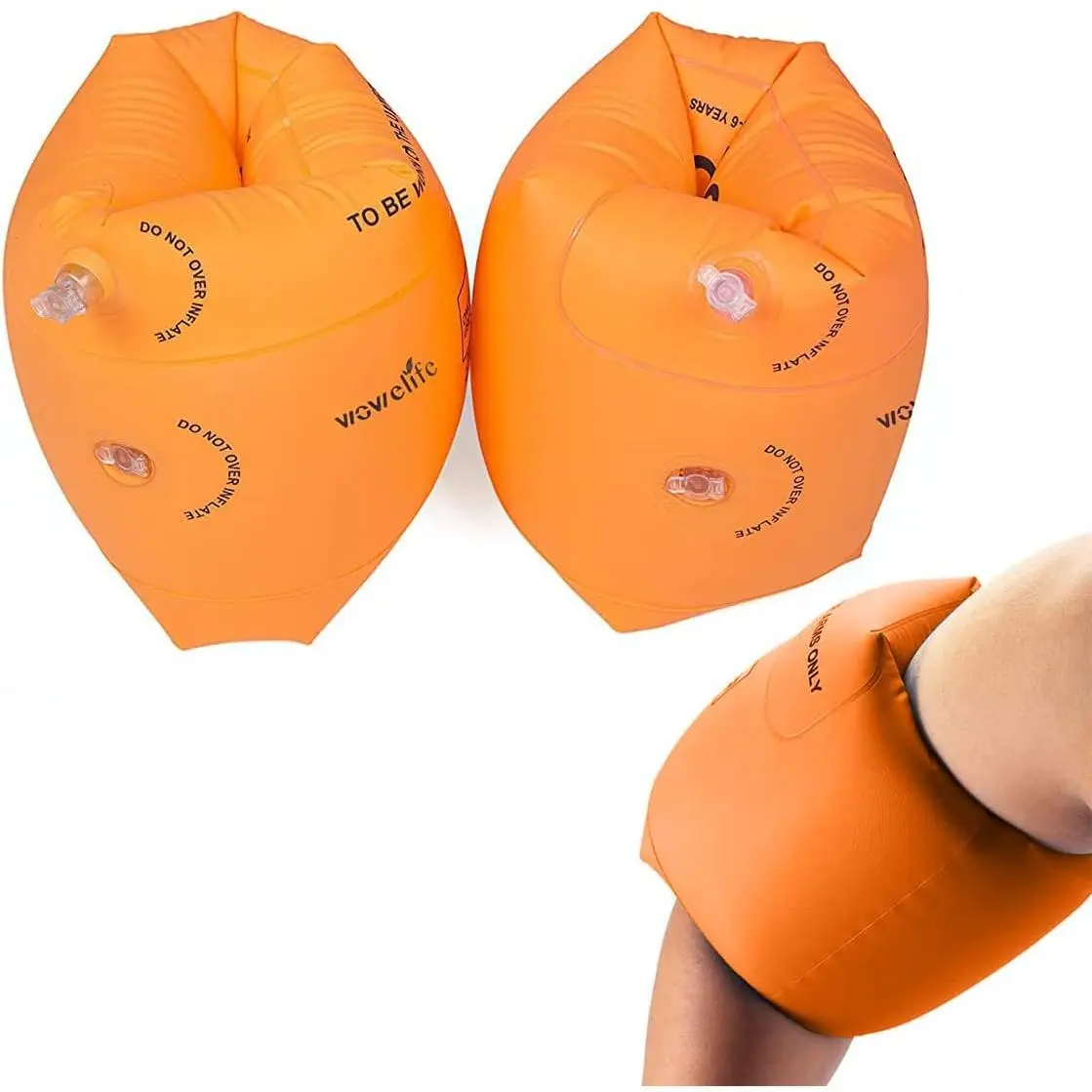 Unisex Inflatable PVC Swimming Arm Float Rings, Dual Air Bag Design, Water Sports Float Arm Sleeves for Kids & Adults Under 100kg (Pool, Beach Use)