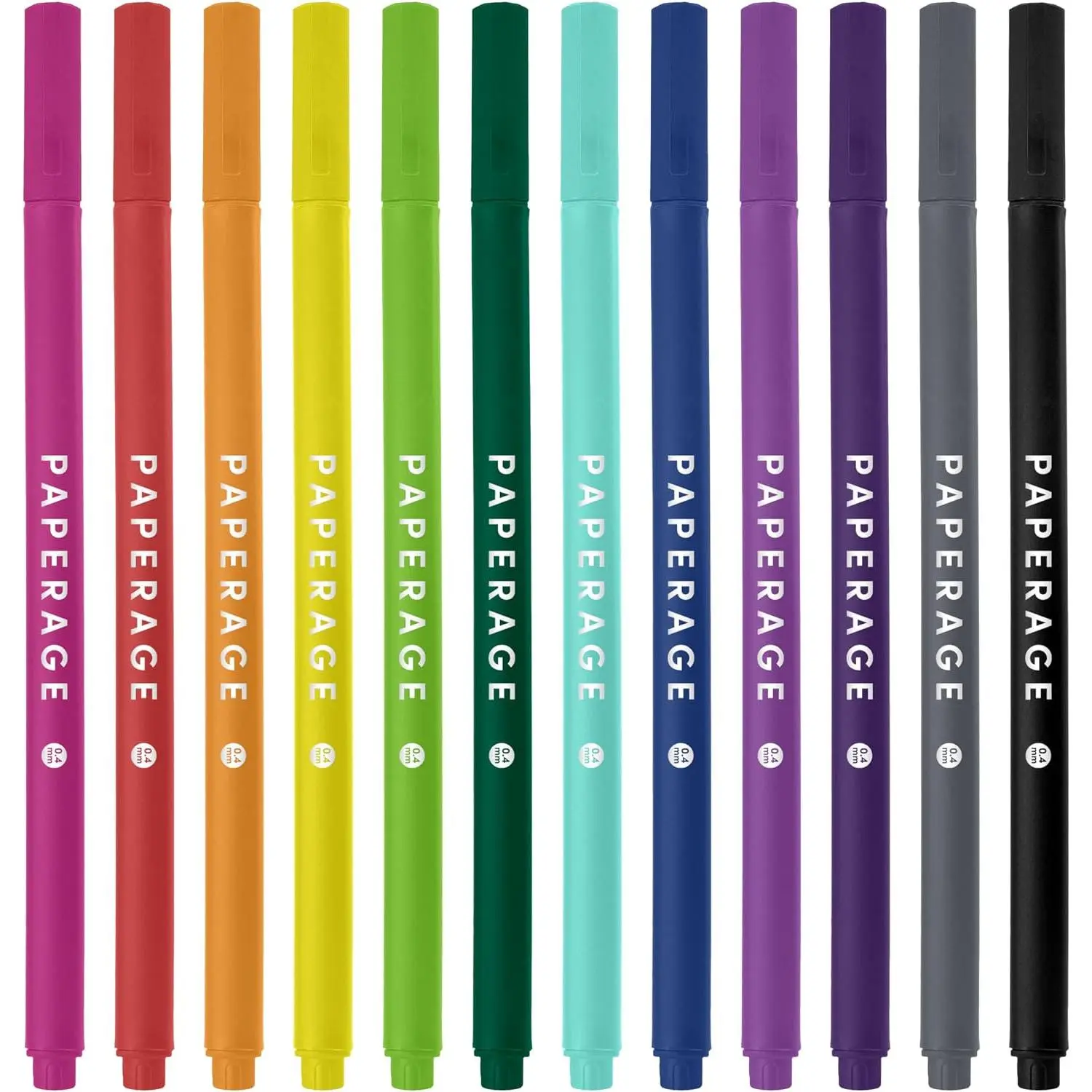 Triangular Felt Tip Fine Point Pens (0.4mm) - 12 Pack Rainbow Journaling Supplies, Writing Tools for School, Office