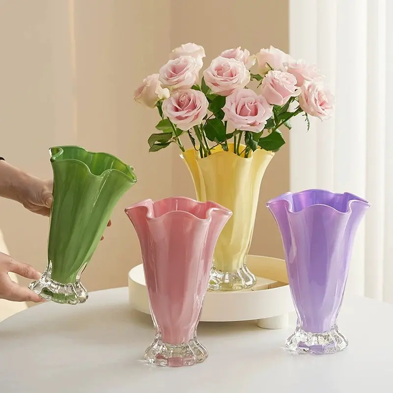 Glass vase for flower arrangements, dried flowers, and fresh flowers, home decor ornament for the living room, hydroponic vase