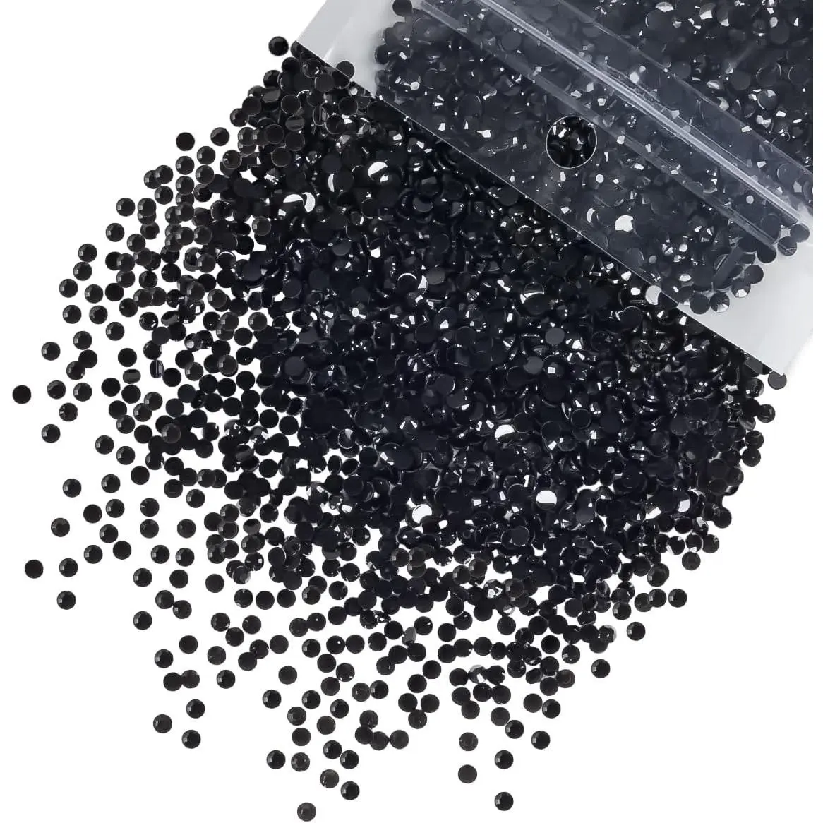 qiipii 5300PCS 3mm SS10 Solid Black Non-Hotfix Flat Back Resin Stones, Bulk Craft Supplies for DIY Beauty Crafts, Nails Makeup
