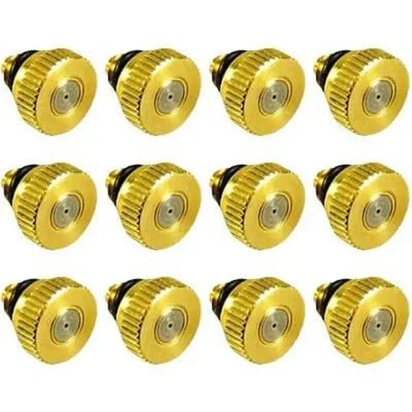 -Mist Nozzle- Garden & Patio Misting System, Cooling Brass Nozzles with 0.012 Inch Size & 10/24 Inch Thread (Pack of 12)