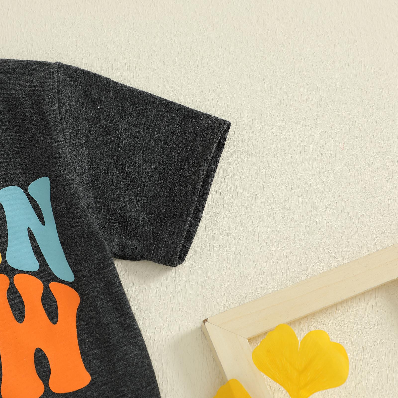 Toddler Baby Boy Girl Summer Tops Casual Round Neck Short Sleeve Letter Print T-Shirt Toddler Kids Summer Clothes Outfits