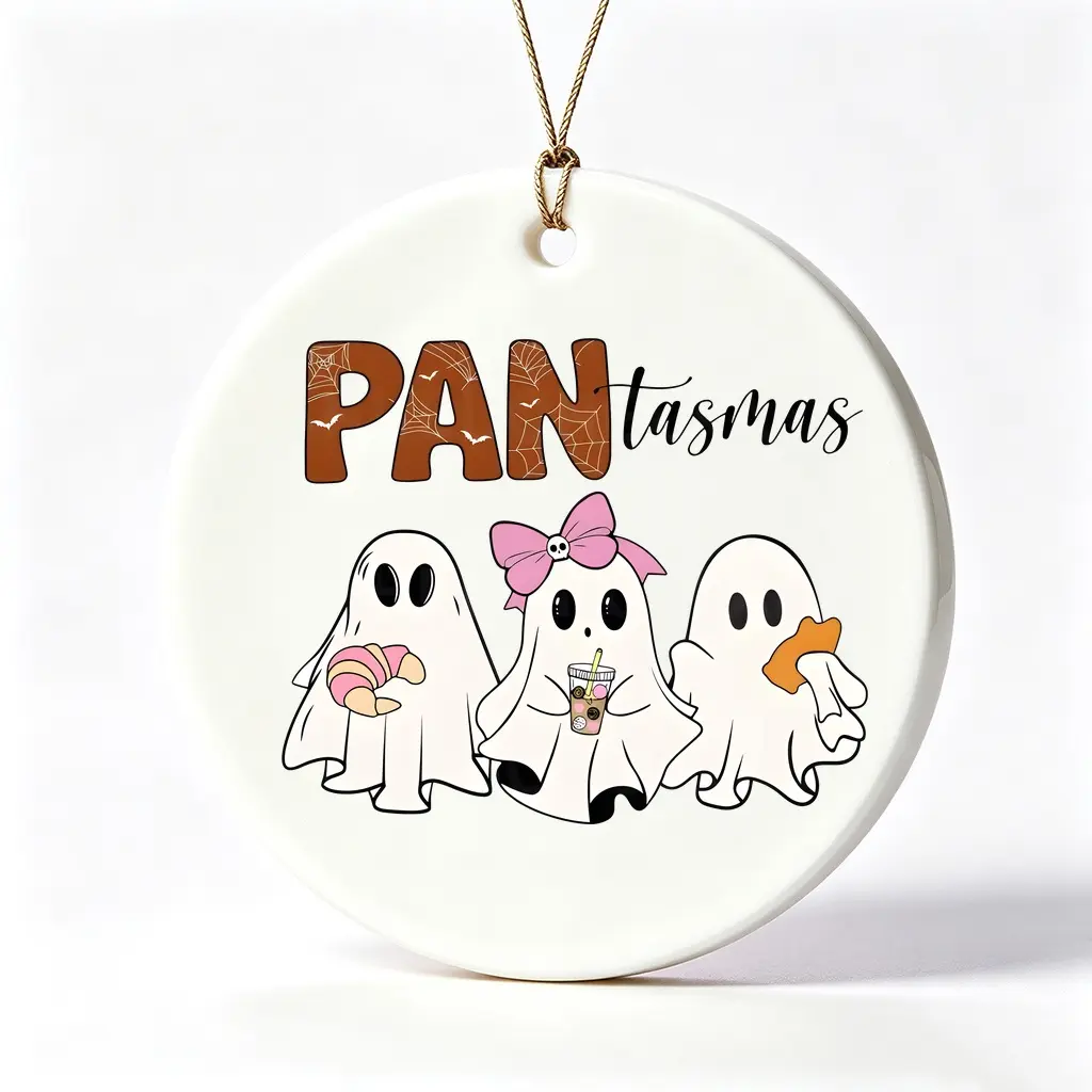 3 Inch, Cute Ghost Style, Ceramic Ornament, Pantasmas Baking Theme Hanging Decor