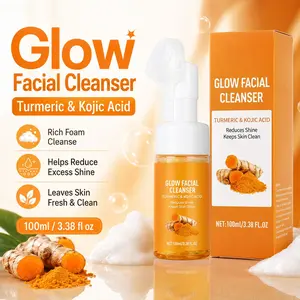 Turmeric Acid Cleansing Mousse, Oil Control & Deep Pore Cleanse, Gentle for Sensitive Skin, Brightening Face Wash with Brush Head, Cleanser, Facial Wash, Mild