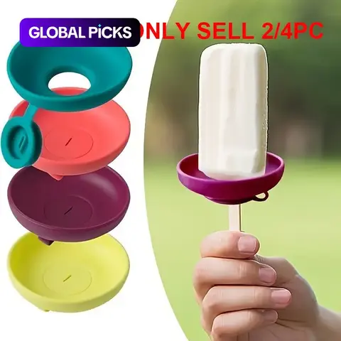 2-Piece Silicone Ice Cream Holder Set, Leakproof Molds with Vibrant Colors, Portable Tray for Summer Desserts, Durable Material, Kitchen Gadgets #GLOBAL PICKS