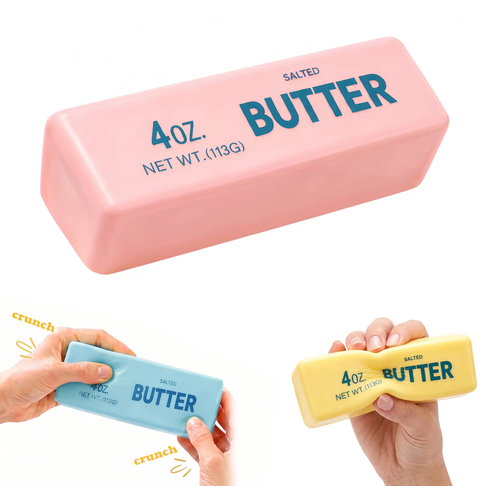 Crunchy Sound Butter Squishy Fidget Toys Slow Rising Stress Relief Toy - Realistic Butter Stick Squeeze, Soft PU Foam Fidget for Anxiety & Sensory Relief, Cute Desk Decor for Kids, Back to School Gift