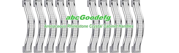 Euro Grind Arenaceous Rhinestone Crystal Cabinet Handle Pulls Knobs, 4.5" Length (3.8" Hole Centers), Silver, Zinc Alloy, 10-Pack