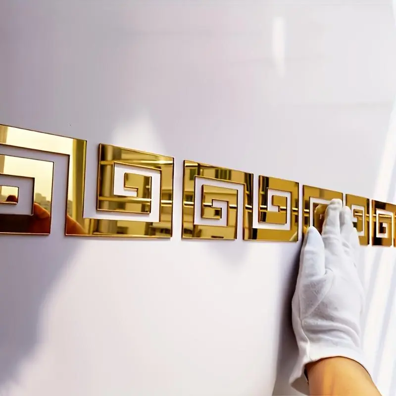 20pcs-1.97inch Self-Adhesive Glossy Golden Mirror-like Wallpaper, Decorative Wall Deco with No Residue Removal, Easy Installation, Durable Geometric Material for Living Room, Bathroom - Modern Home Accessory