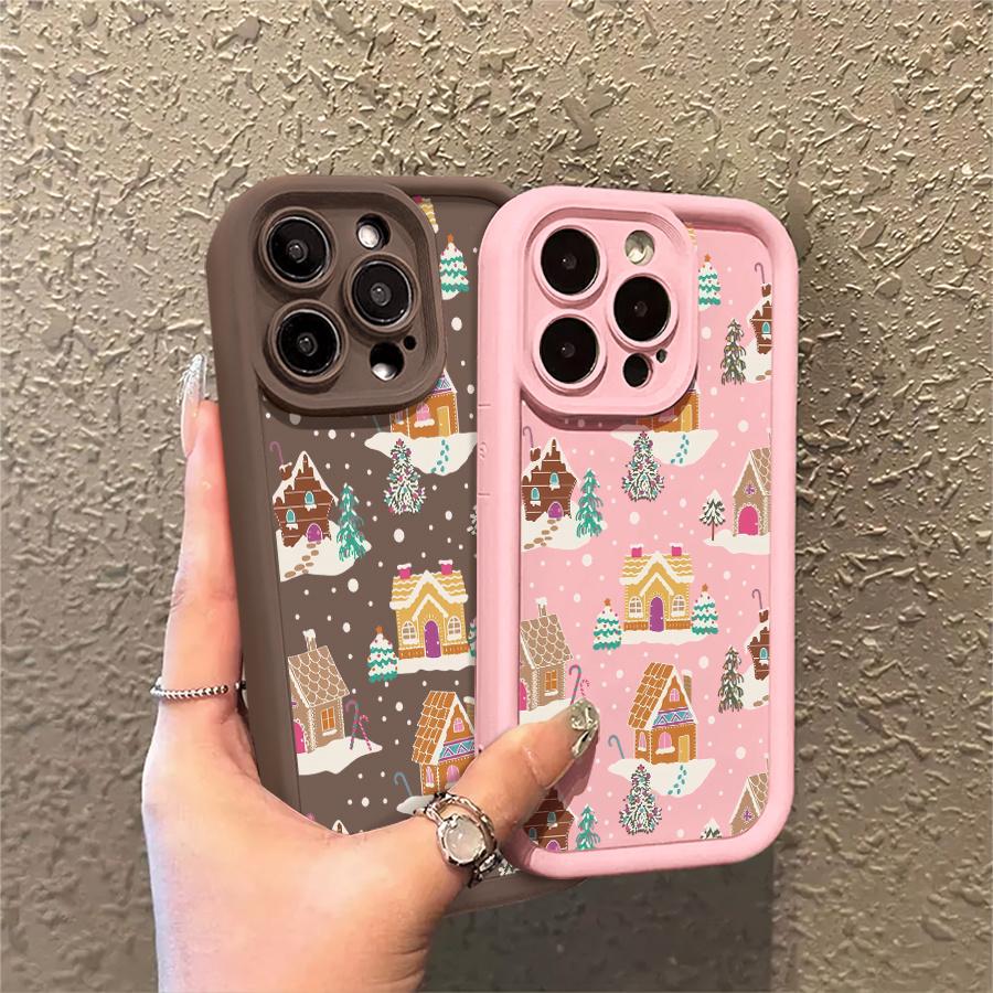 Christmas Gingerbread Houses Phone Case Suitable for Apple iPhone 17 E Air Pro ProMax iPhone16 15 14 Plus 13 12 Mini 11 X XS XR Shock Proof All Inclusive Lens Protection Girlish Style Cute Can Be Given to Friends