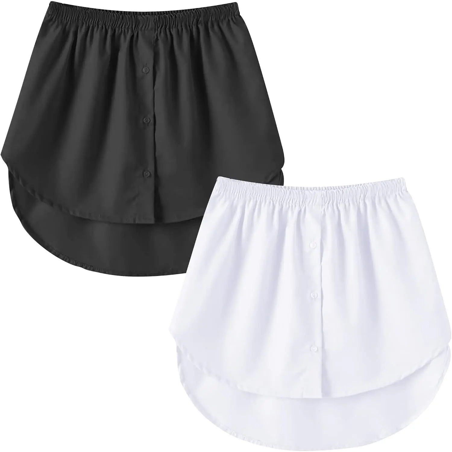 Women's Shirt Extender Mini Adjustable Underskirt Removable Layered Sweep Shirt with Buttons