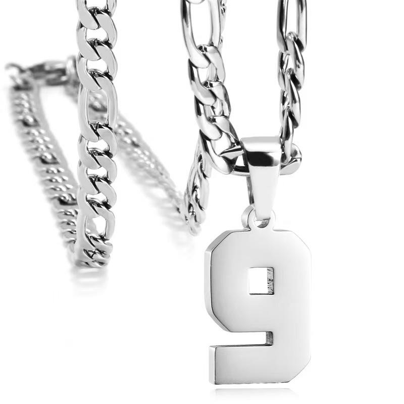 Hot Selling Number Necklaces for Men, Athletes Stainless Steel Sport Number Pendant Chain for Baseball/Basketball/Football Team Inspiration Jewelry Accessory