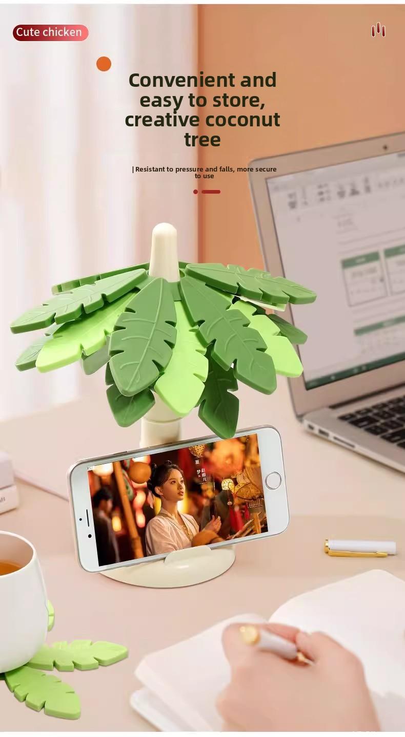 Creative Leaf Coasters Set - Thickened Heat Resistant Pads for Kitchen Foldable Anti-Scald Mat for Bowls Pots Mugs High Aesthetic Design Food Grade 299°C