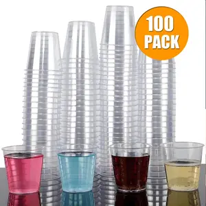 50/100PC Transparent Plastic Small Cup, 1 Ounce Disposable Hard Mini Cups, Disposable Tableware, Ideal for Jelly Pudding Sauce Samples, Vodka Whisky Tequila Containers, Clear Plastic Cups, Party Supplies, Pack