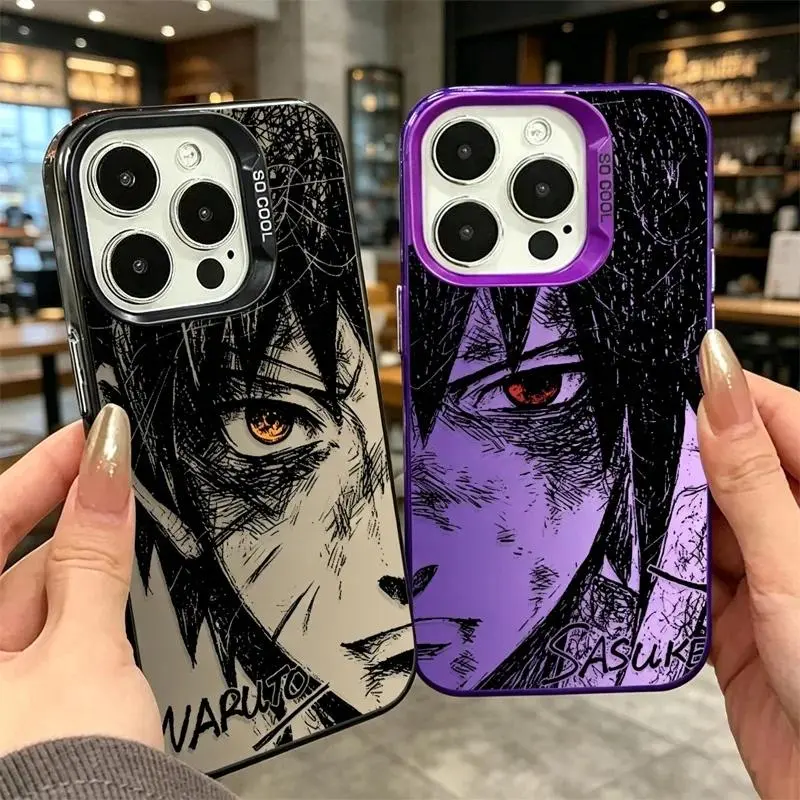 Naruto Sasuke Line Art Soft TPU Phone Case for iPhone Series (17/16/15/14/13/12/11 Pro/ProMax/Plus) - Multi-Model Anime Fans’ Accessories, Shockproof, Anti-Scratch Customized Protective Back Cover