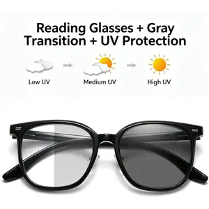 Photochromic Reading Glasses +1.00 for Women Men 40-45, Anti Blue Light Readers with UV400 Protection, Black Gold Lightweight Transition Eyeglasses, Indoor Outdoor All-Day Wear, Computer Work Travel SummerVibes