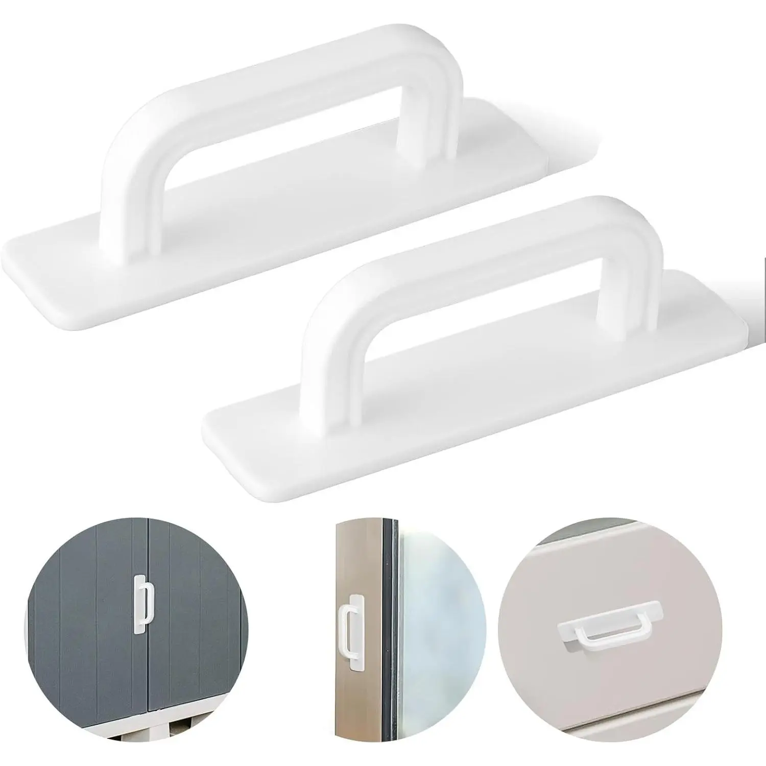 2 Pack Adhesive Cabinet Handles, No Drill Peel and Stick Cabinet Pulls, Stick on Door Handles for Cabinet Closet Glass Sliding Shower DoorGift