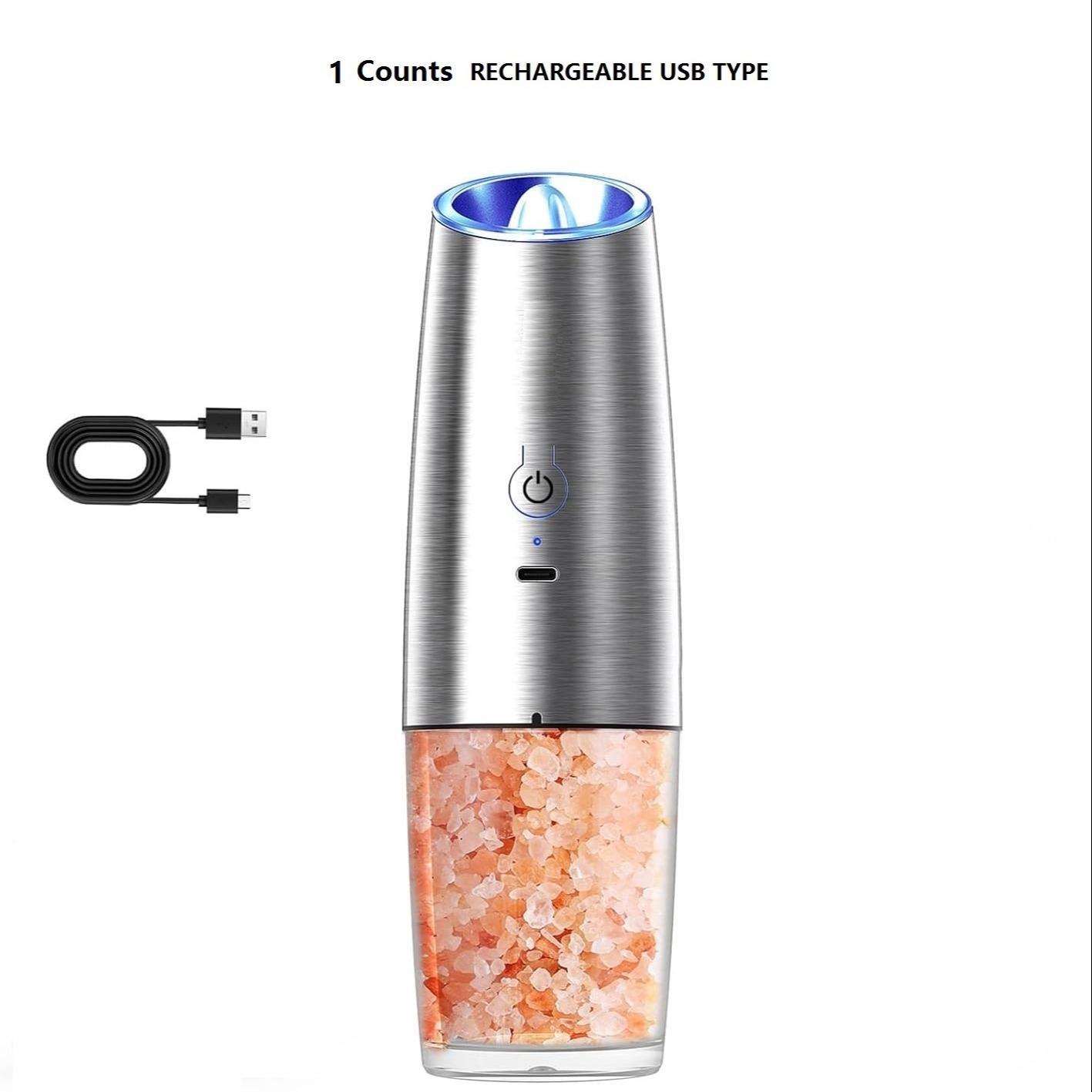 Rechargeable Salt & Pepper Grinder, Type-C Charging Salt & Pepper Grinder, Universal Household Kitchen Appliances for Home Use Kitchen Gadgets