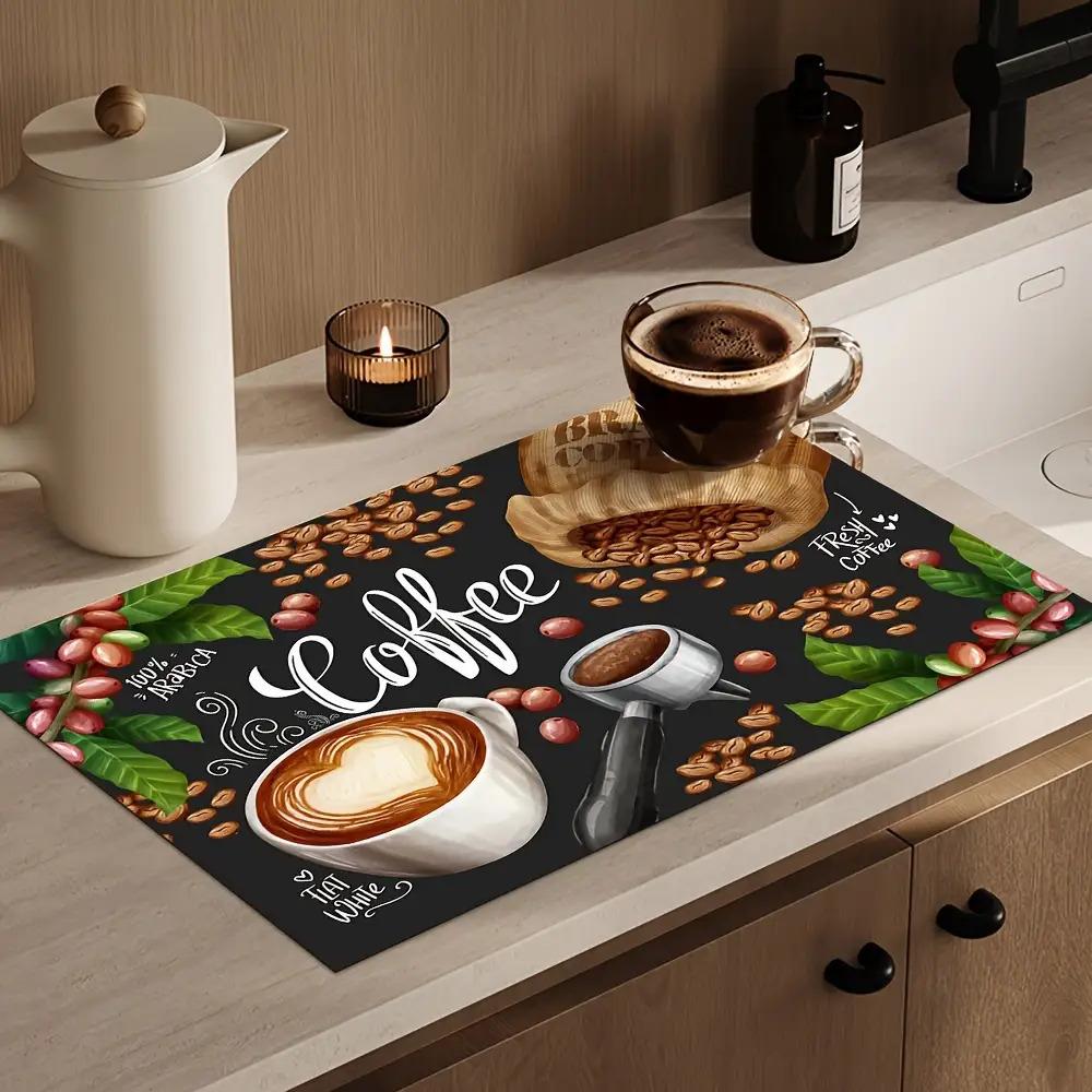 A Drying Mat for Tableware, Suitable for Coffee Machines, Kitchen Tables, And Countertops, Featuring Absorbent And Non-Slip Properties, Ideal for Kitchen And Dining Room Settings, As Well As Home Decor.