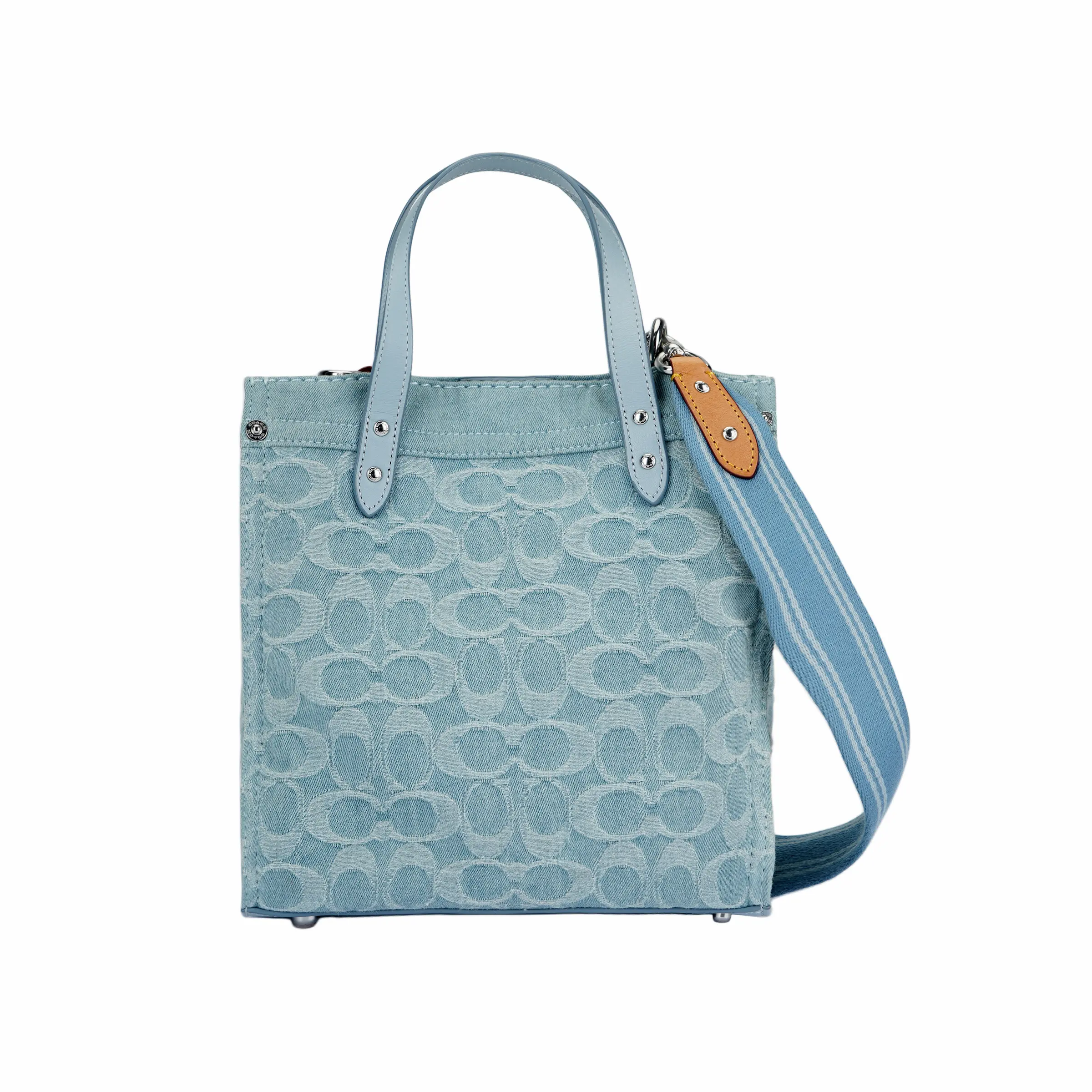 Coach Field 22 Solid Zip Classic Monogram Canvas Tote Bag for Women, Small Blue Verifiable, with credentials and supporting global authentication