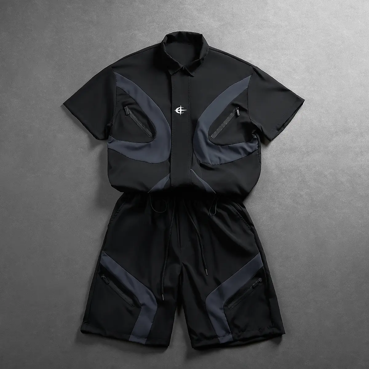 New European and American summer men's leisure suit short sleeve shorts suit outdoor loose leisure fashion trend