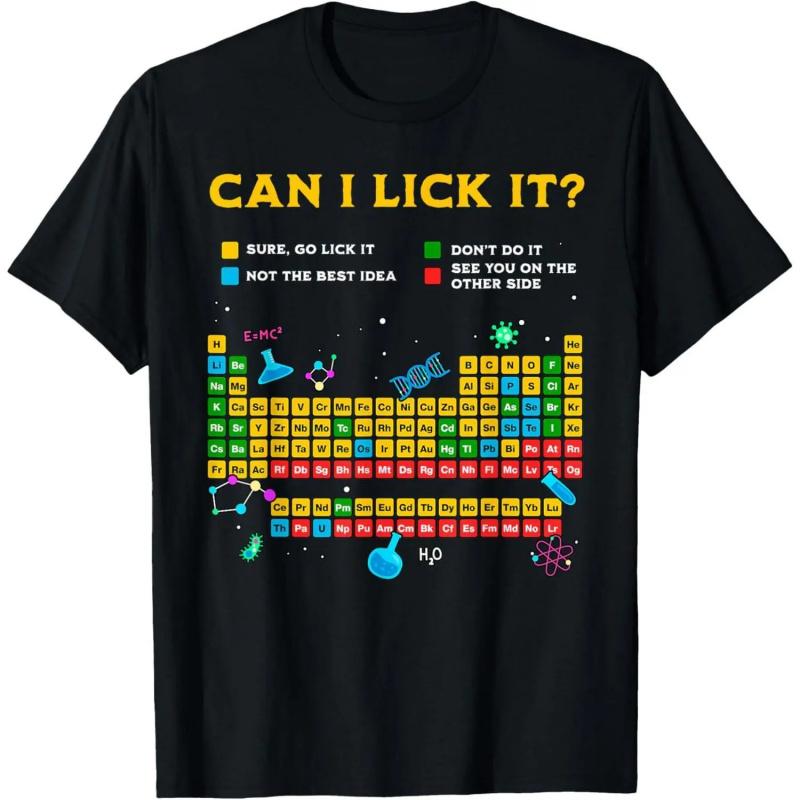 Can I Lick It Periodic Table Funny Science Teacher Student T-Shirt Graphic tees
