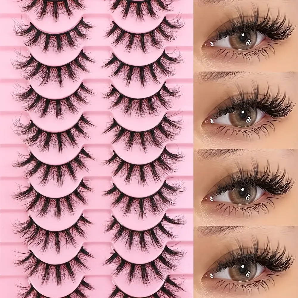 10 Pairs Anime False Eyelashes, Cosmetic Cartoon Devil Angel, Natural Volume 3D Dense Lashes, Reusable, Perfect for Daily or Special Occasions, Synthetic Lashes