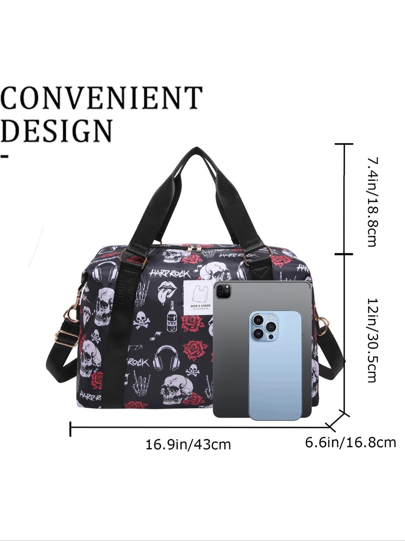 Halloween Themed Duffel Bag, Large Capacity Travel Bag with Waterproof Pocket & Shoe Compartment, Portable Travel Bag for Travel Sports Fitness Tourism