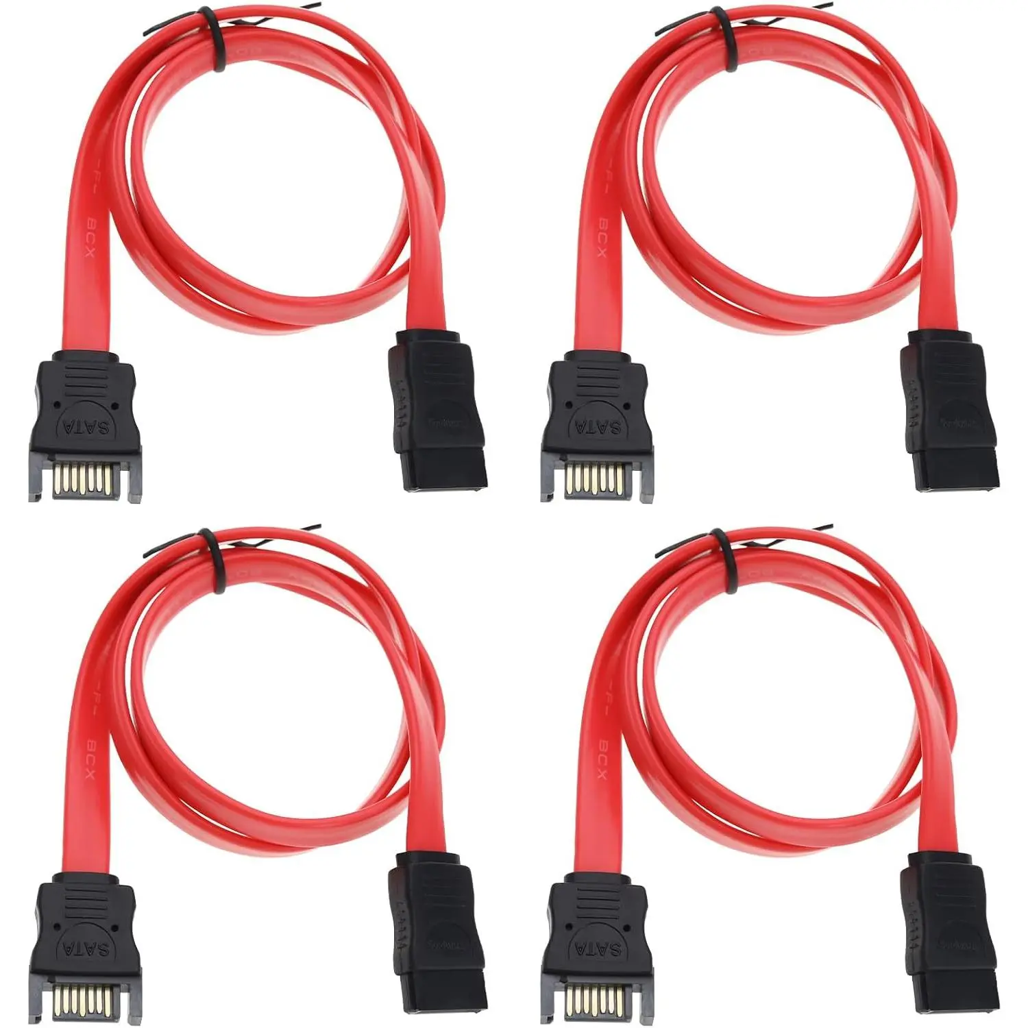 4pcs 50cm SATA 7-pin Internal Male to Female Extension Cable for External Hard Disk Data Transmission