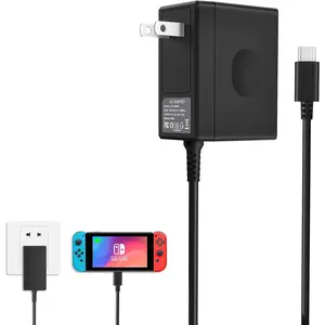 45W  Charger for  ,AC Adapter for  Swith -  Travel Wall Charger with 5FT USB C  15V/3A Power  for  Supports TV Mode and Dock Station (Black)
