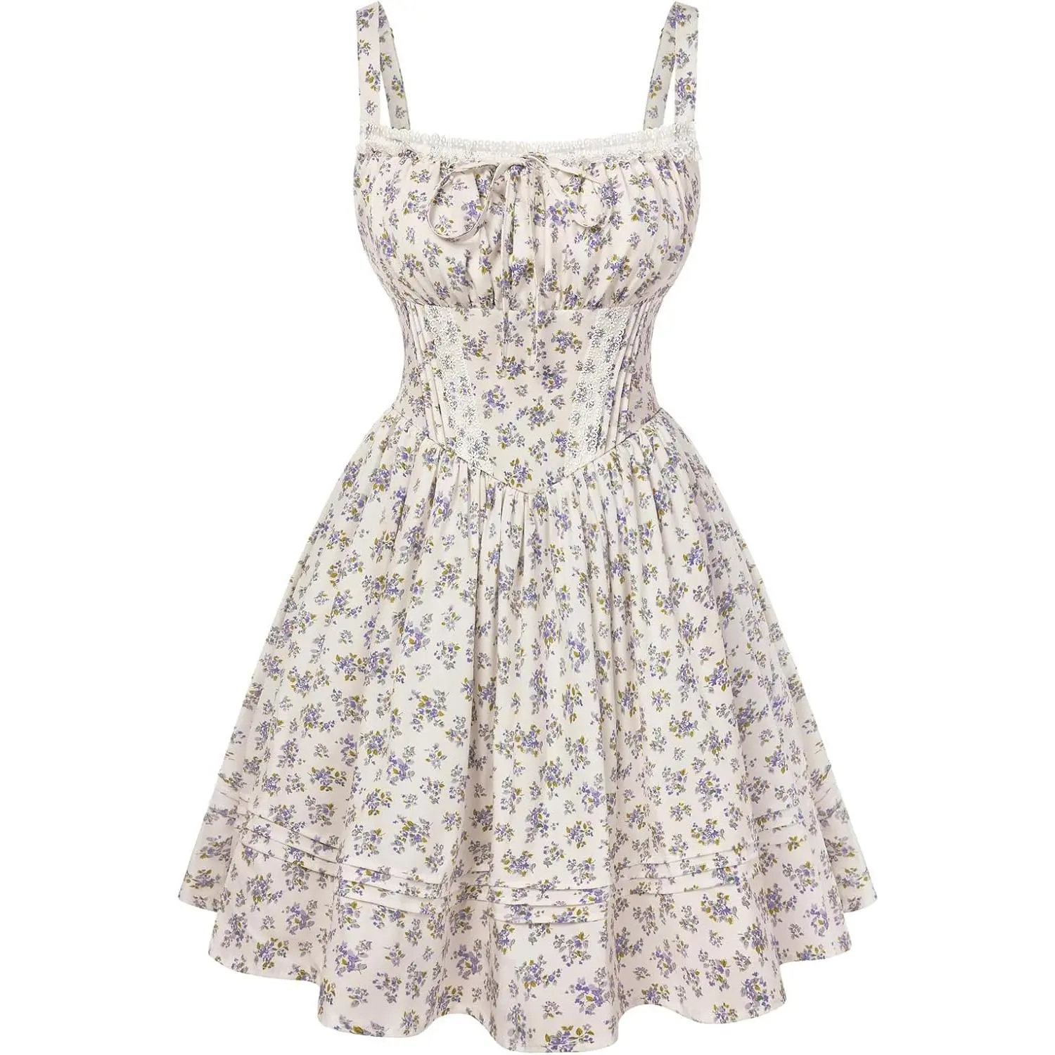 Women's Floral Corset Sleeveless Mini Dress - Above-Knee Casual Wear with Pockets for Graduation Parties, Teens & Ladies