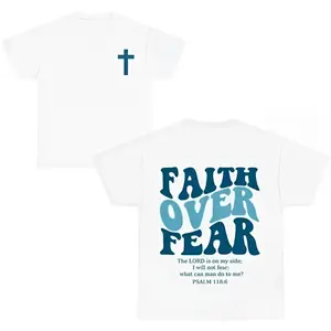 Faith Over Fear Christian T-Shirt, Double-Sided Bible Verse Graphic Tee, Inspirational Scripture Shirt, Religious Faith Gift, Adult Unisex Cotton Tee