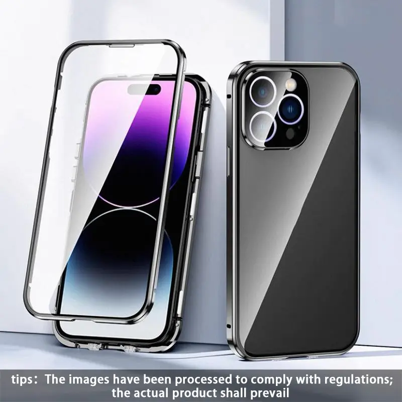 High-Definition Transparent Metal Full-Cover Anti-Drop Phone Case, Compatible with iPhone 17 Pro Max, 17, 16 Pro Max, 15, 14, 13, 12, 11