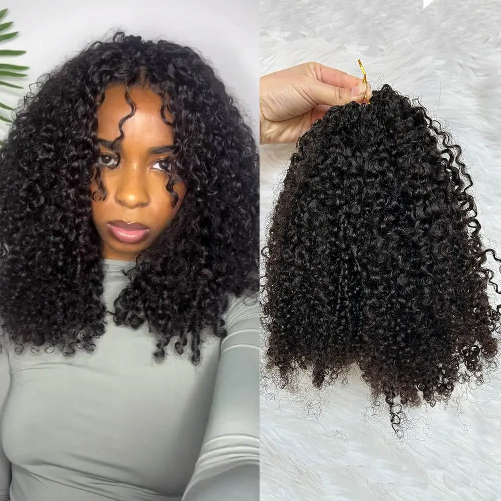 Knotless Pre Separated Human  Crochet Extensions for Braids Afro Kinky Curly Brazilian Virgin    Boho Twist Braiding  for Black Women 14inch 60g