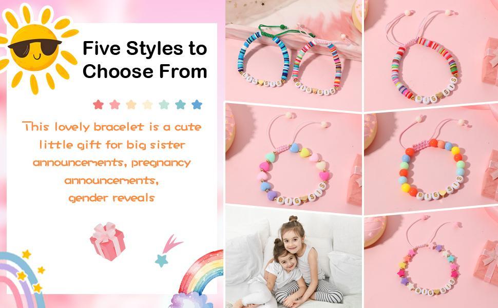 Big Sister Bracelet, Colorful Little Girls' Sister Jewelry, Letter Beads Bracelet, Sister Jewelry Gifts for Daughter Granddaughter Niece Big Sister Girls