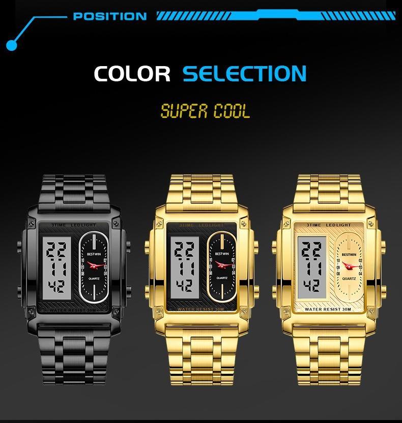 Luxury Racing men's square creative dual-movement multifunctional sports watch, featuring a luxurious triple-time design, water resistance, luminous dial,​Exuding a minimalist aesthetic, it is elegant, durable, and the perfect choice for everyday wear.​​