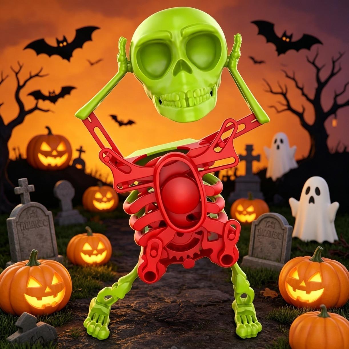 Dancing Skeleton Toy — 3D Rocking Wind-up Desktop Toy | Ideal for Office Decor, Stress Relief & Relaxation | Holiday Gift (Christmas & Halloween) | Creates a Joyful Atmosphere | Alleviates Stress