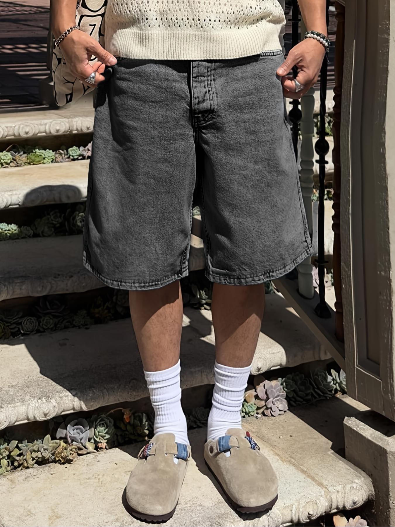 Men's Solid Color Plain Denim Fabric Shorts, Regular Fit Classic Casual Streetwear Comfy Fashion Basic Shorts for Daily Wear, Men's Bottoms Menswear for All Seasons Men's Solid Color Plain Denim Fabric Shorts, Regular Fit Classic Casual Streetwear Comfy Fashion Basic Shorts for Daily Wear, Men's Bottoms Menswear for All Seasons
