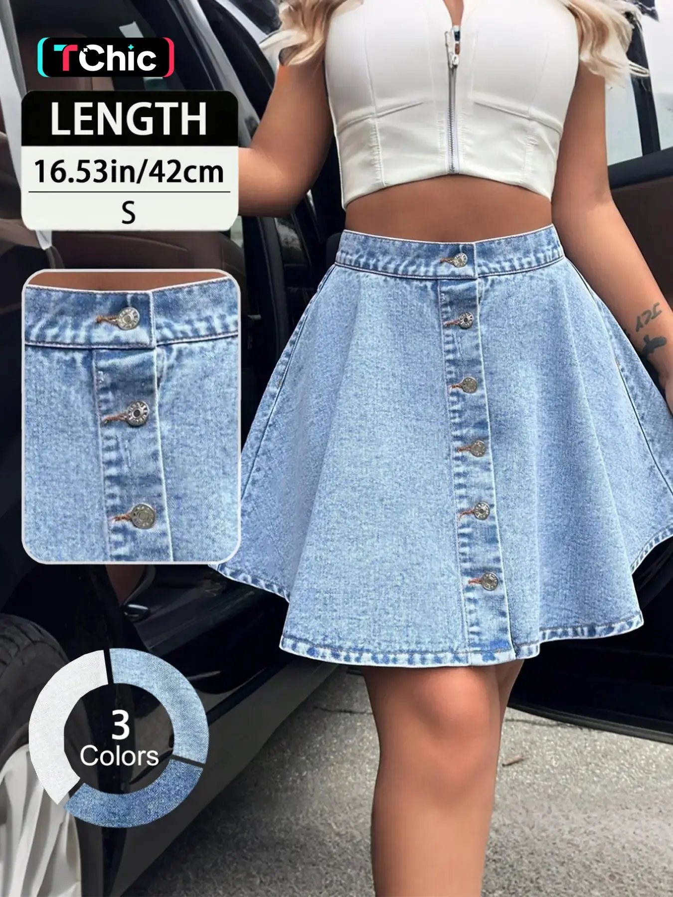 Women's A-Line High-Waisted Button Fly Denim Skirt, Casual Loose Fit Knee-Length Summer Dress, Elegant Chic Lady Daily Wear, Casual Comfy Skirt, High Waist Skirts, Womenswear
