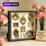 DIY Mini Museum Shadow Box Set, Photo Decorations and Keepsake Memory Display for Aesthetic Room Decor, Includes 1 Large Shadow Box, 8 Mini Photo Frames and 8 Figurines #GLOBAL PICKS