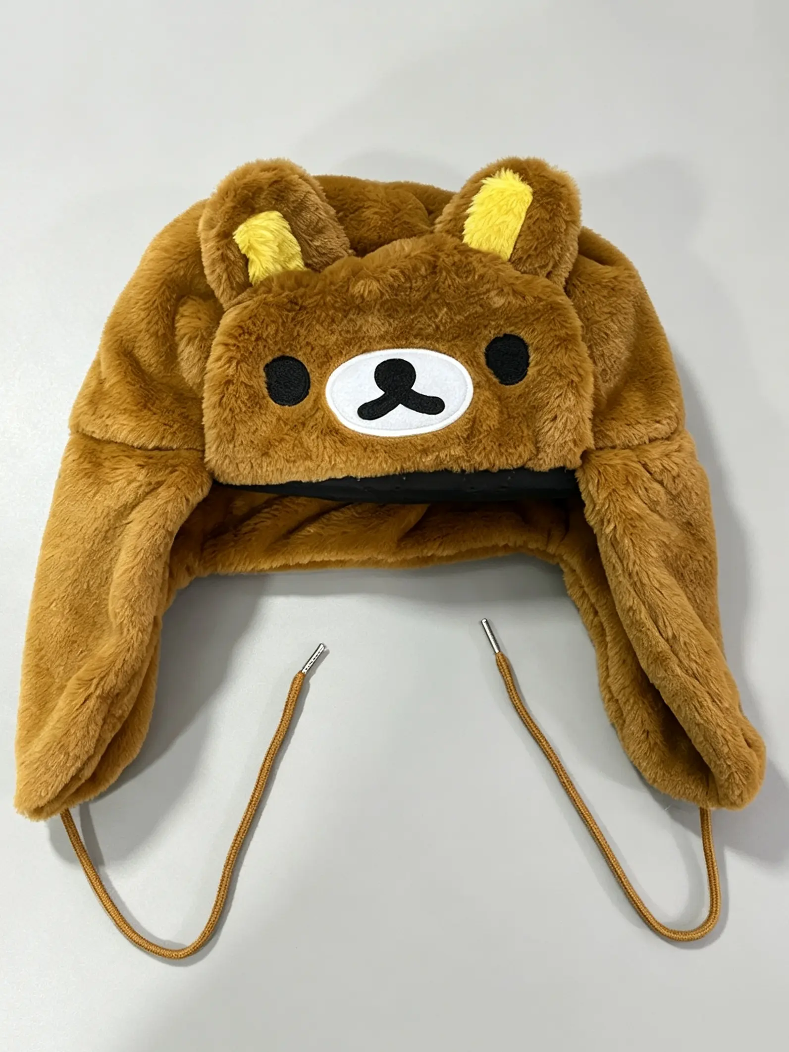 Cute Lazy Bear Plush Beast Hunting Hat Winter Plush Hat Cartoon Soft Fluffy Windproof Belt Drawstring Cute Street Outdoor Cold Day Headwear Casual Outdoor Hat