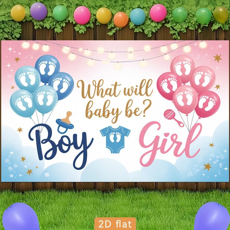 2D Flat, Party Banners 2D Flat Banner, 1pc Polyester Backdrop Gender Reveal Announcement Banner with Pink Blue Color Scheme, for Party Decor Room, Club, Farm, Garden, Home, No Electricity, Easy to Hang Gift f