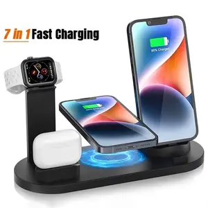 charging  kit 7 In 1 Wireless Charger Stand For iPhone 1-12 Apple Watch 9/8/7/6 Airpods Pro2/1 Phone Chargers Fast Charging Dock Station