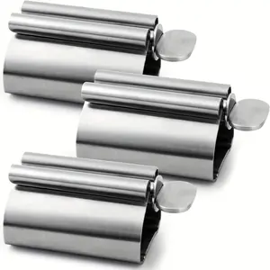 Toothpaste Tube Squeezer Dispenser, 3PCS Toothpaste Roller Squeezer Tool Metal Tooth Paste Holder for Bathroom