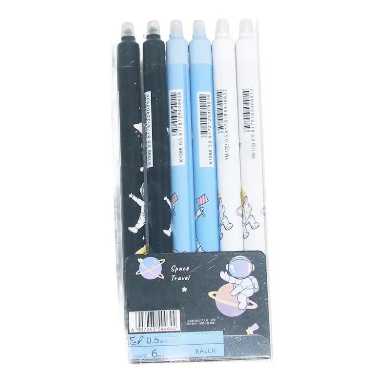 6-Pack Erasable Neutral Pens, 0.5mm Erasable Ballpoint Pens, Erasable Gel Pens, Gel Ink Pens, School Supplies, Office Supplies, Rubber Eraser Pen, Pens With Eraser