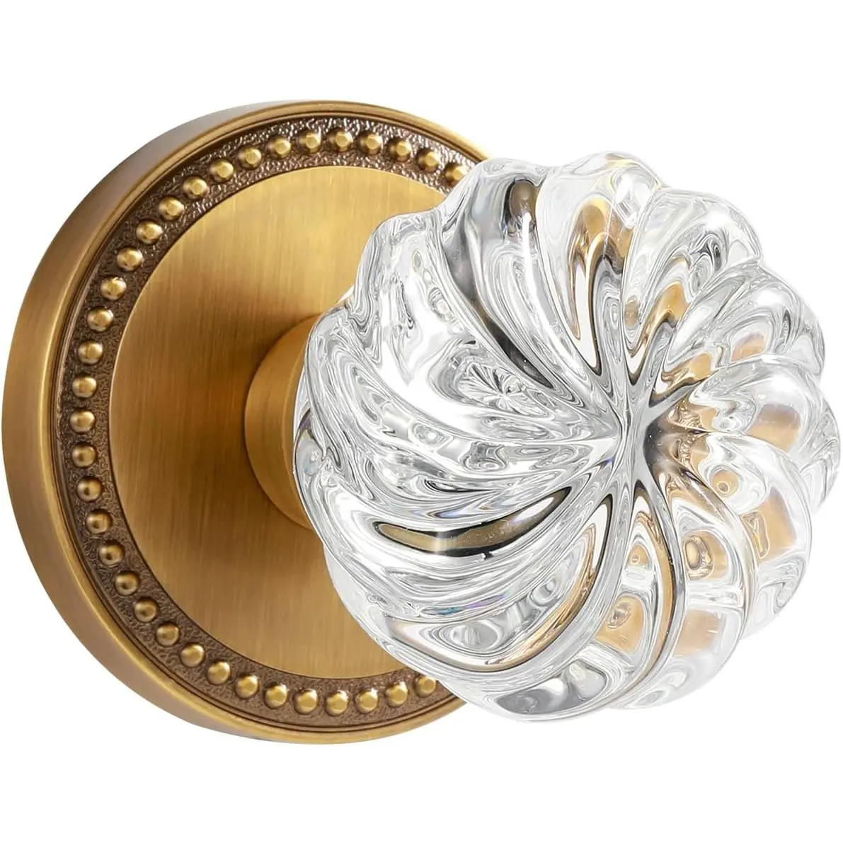 2 Pack  Door Knobs Antique Brass Door Knob Dummy Door Knobs Glass Interior Dummy Handle Single Sided Decorative
