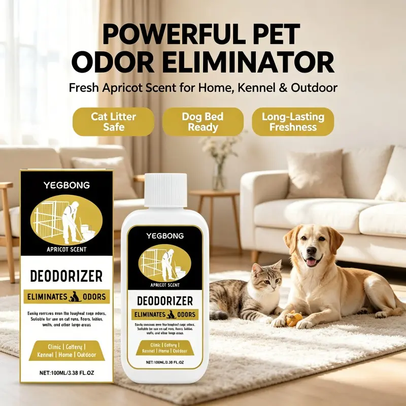 YEGBONG Pet Cage Deodorizer, Natural Apricot Scent Multi-Surface Odor Remover for Daily Pet Space Care