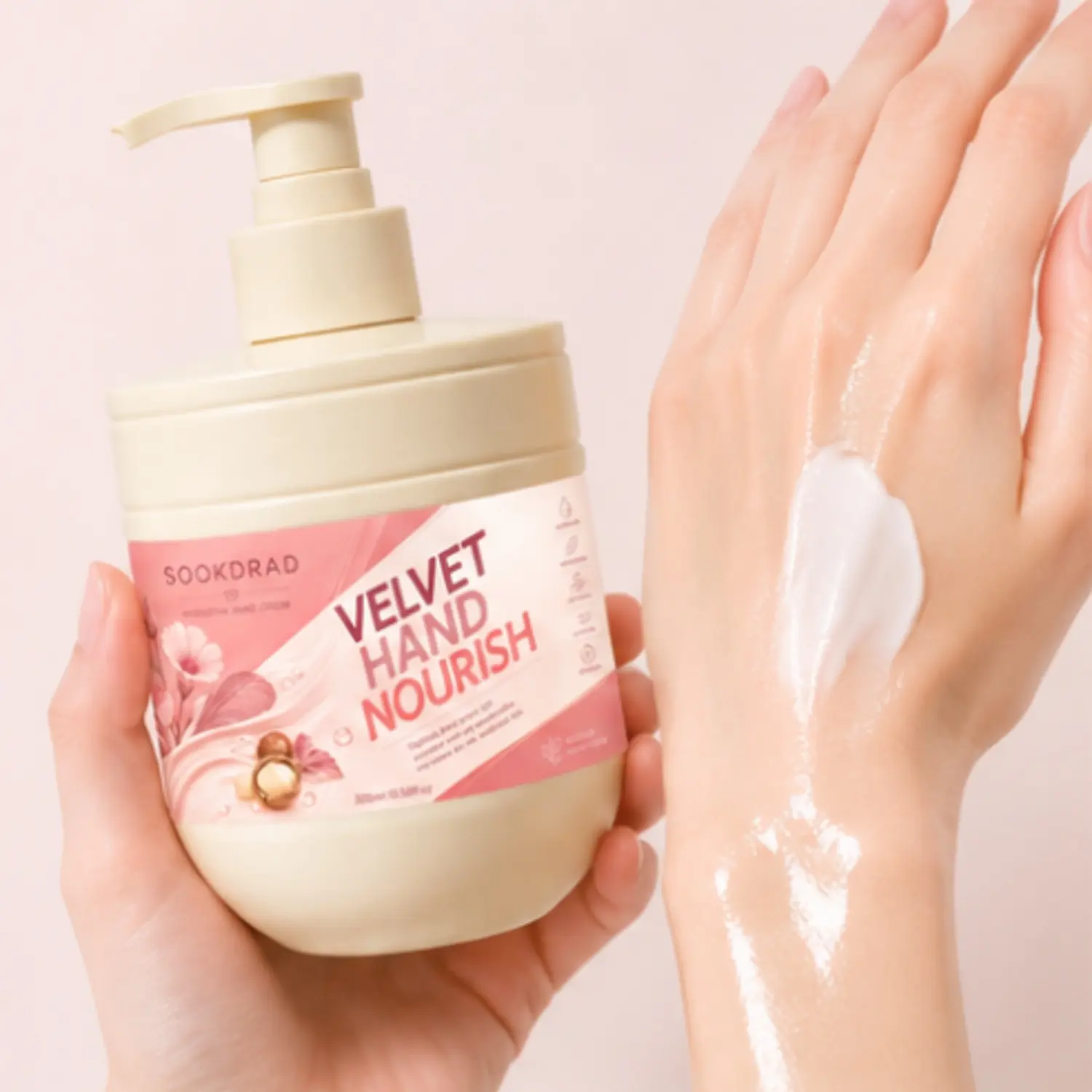 Velvet hand nourish, hydrating hand cream, with macadamia oil, marshmallow root extract, hydrating, nourishing, softening, soothing, repairing, for hands, 10.58fl oz, gentle daily care, 300ml