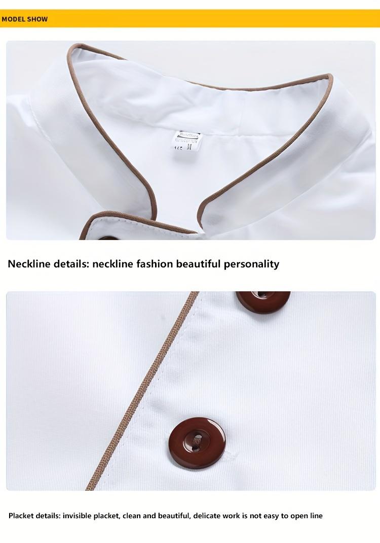 Men's Summer Chef Jacket, 100% Polyester Breathable Work Top, Regular Fit, Collared Neck - for Restaurant, Baking, Kitchen233