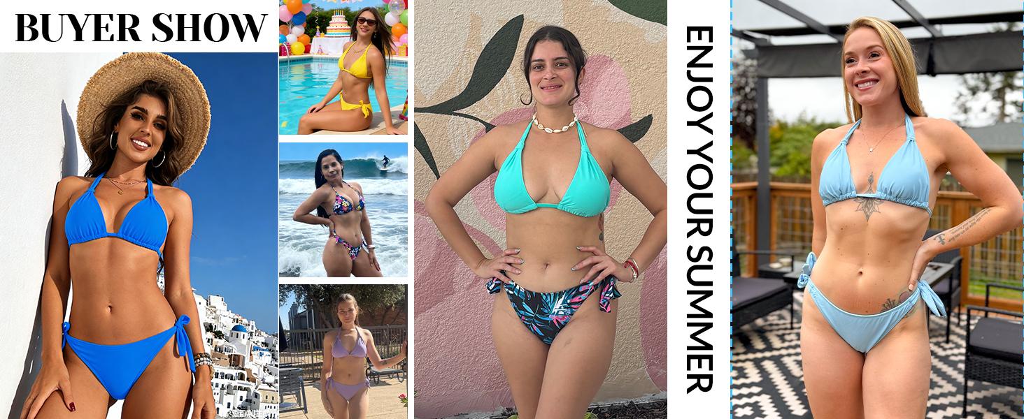 Women Halter Bikini Set - Two Piece Triangle Swimsuit Tie Bathing Suit 2025 Cute Swimwear